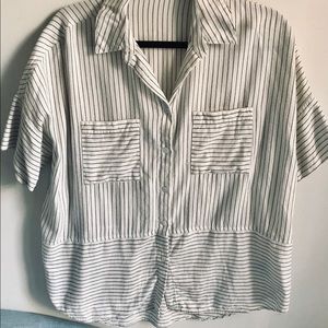 Madewell Oversized Short Sleeve Striped Flannel